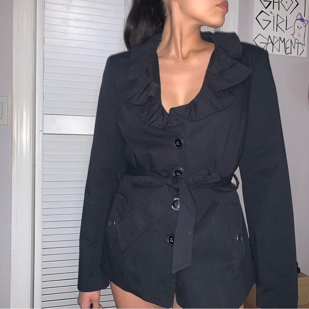 envy u black jacket with belt strap